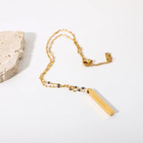 14K Shell Column Pendant Blade Chain Necklace