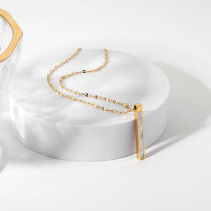 14K Shell Column Pendant Blade Chain Necklace
