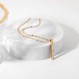 14K Shell Column Pendant Blade Chain Necklace