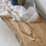 14K OT Buckle Necklaces Retro Metal Irregular Long Chain Necklace