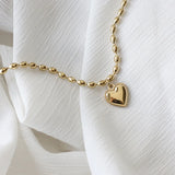 14K Oval Barrel Beads Bracelet Heart Bracelet For Women Jewelry Gift