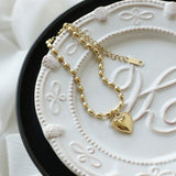 14K Oval Barrel Beads Bracelet Heart Bracelet For Women Jewelry Gift
