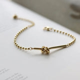 14K Retro Knotted Bracelet Bangles Industrial Wind Round Bead Splicing Bracelet