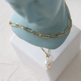 14K Baroque Natural Pearl Necklaces Double Chain Clavicle Necklace Boho Jewellry
