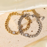 14K Cuban Chain Zircon Wrap Bracelet Hip Hop Jewelry