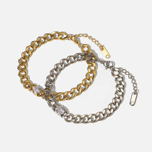 14K Cuban Chain Zircon Wrap Bracelet Hip Hop Jewelry