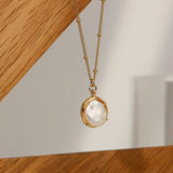 14k Baroque Pearl Clavicle Necklace Natural Button Freshwater Pearl