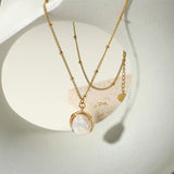 14k Baroque Pearl Clavicle Necklace Natural Button Freshwater Pearl