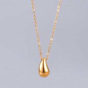 14k Minimalist Water Drop Clavicle Necklace Choker Pendant for Female