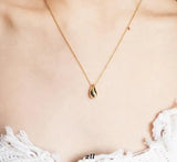 14k Minimalist Water Drop Clavicle Necklace Choker Pendant for Female