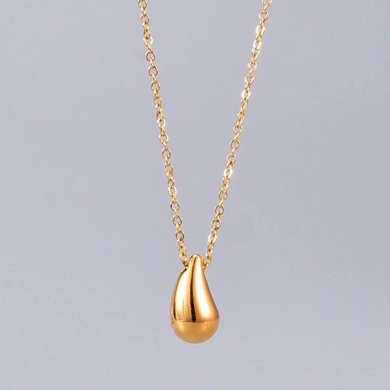 14k Minimalist Water Drop Clavicle Necklace Choker Pendant for Female