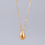 14k Minimalist Water Drop Clavicle Necklace Choker Pendant for Female