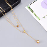 14k Layered Snake Chain Choker Necklace Ball Pendant Collar Statement Jewelry