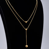 14k Layered Snake Chain Choker Necklace Ball Pendant Collar Statement Jewelry