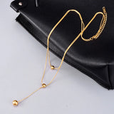 14k Layered Snake Chain Choker Necklace Ball Pendant Collar Statement Jewelry