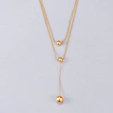 14k Layered Snake Chain Choker Necklace Ball Pendant Collar Statement Jewelry