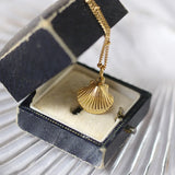 14k Shell Clavicle Necklace Pendant Round Beads Chain Ocean Wind Shell