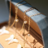 18K Pearl Fritillary Butterfly Chain Necklace