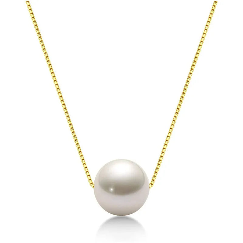 White/Pink/Purple Pearl Necklace 8mm Box Chain