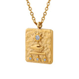 18K Egyptian Totem Hand Sun Pendant Zircon Necklace