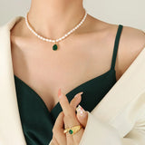 Baroque Freshwater Pearl Necklace with Zircon Water Drop Pendant
