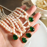 Baroque Freshwater Pearl Necklace with Zircon Water Drop Pendant