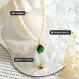 Baroque Freshwater Pearl Necklace with Zircon Water Drop Pendant