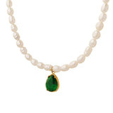 Baroque Freshwater Pearl Necklace with Zircon Water Drop Pendant