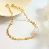 Baroque Pearl Mosaic Bead Bracelet with Metal Chain