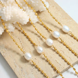Baroque Pearl Mosaic Bead Bracelet with Metal Chain