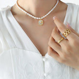 Baroque Pearl Zircon Flower Choker Necklace