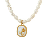 Baroque Pearl Zircon Flower Choker Necklace