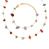 18K Colorful Ethnic Natural Stone Necklace Bracelet Set