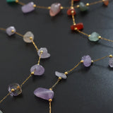 18K Colorful Ethnic Natural Stone Necklace Bracelet Set
