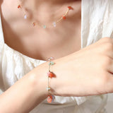 18K Colorful Ethnic Natural Stone Necklace Bracelet Set
