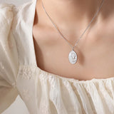 18K Court Style Retro Zircon Oval Necklace Earrings Set