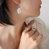 18K Court Style Retro Zircon Oval Necklace Earrings Set