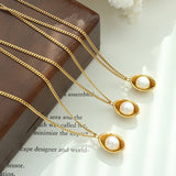 18K Boat Freshwater Pearl Pendant Necklace & Earrings Set