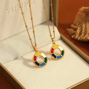 18K Rainbow Toning Clavicle Chain Necklace for Girlfriends