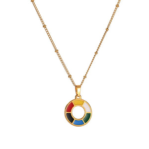 18K Rainbow Toning Clavicle Chain Necklace for Girlfriends