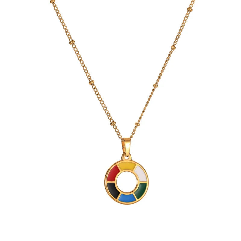 18K Rainbow Toning Clavicle Chain Necklace for Girlfriends