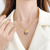 18K Rainbow Toning Clavicle Chain Necklace for Girlfriends