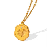 Baby Palm Print Footprint Zircon Clavicle Chain Necklace