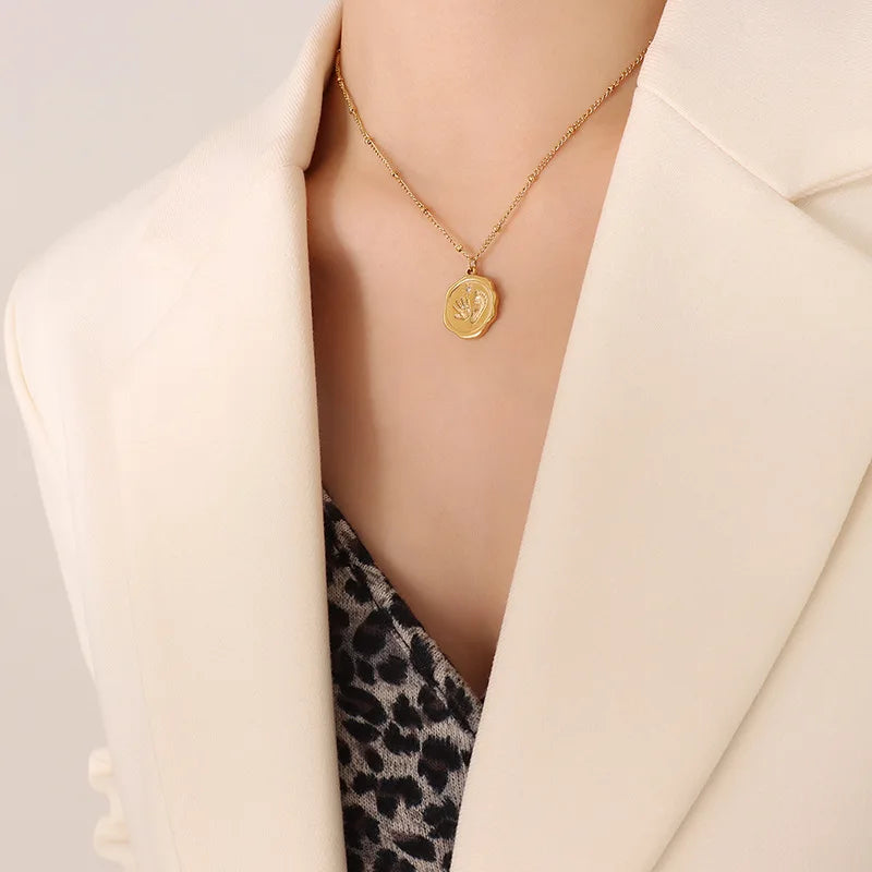 Baby Palm Print Footprint Zircon Clavicle Chain Necklace