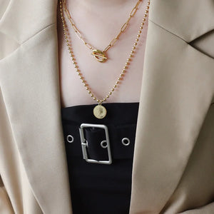 18K Double Chain Necklace Queen Beads Chain Necklace For Women
