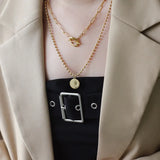 18K Double Chain Necklace Queen Beads Chain Necklace For Women