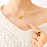 18K Double Irregular Circle Square Pendant Necklace Retro Geometric Jewelry