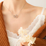 18K Double Irregular Circle Square Pendant Necklace Retro Geometric Jewelry