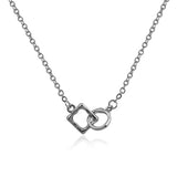18K Double Irregular Circle Square Pendant Necklace Retro Geometric Jewelry