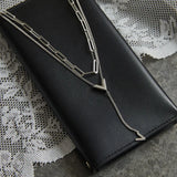 18K Double Layered Fringed Sweater Chain Necklace